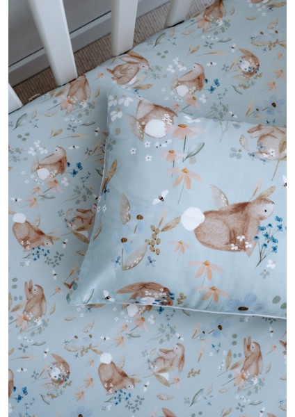 Tavşanlı Bebek Lastikli Çarşaf Seti (70X110+15) - Rabbit Garden modelleri
