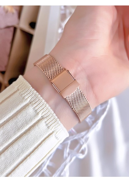Hasır Kordonlu Rose Gold Kararmaz Renk Atmaz 3 Atm Özel Tasarım Kadın Kol Saati BF21087CWT-C fırsatları