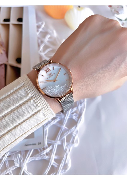Hasır Kordonlu Gümüş/rose Kararmaz Renk Atmaz 3 Atm Özel Tasarım Kadın Kol Saati BF21934CWT-E fiyatları