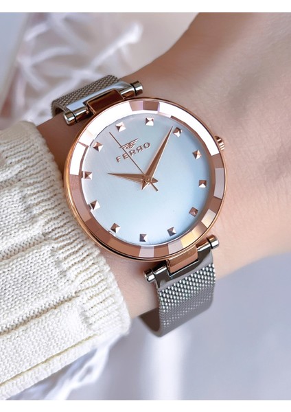 Hasır Kordonlu Gümüş/rose Kararmaz Renk Atmaz 3 Atm Özel Tasarım Kadın Kol Saati B8C4012FE