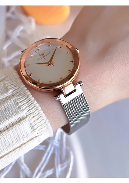 Hasır Kordonlu Gümüş/rose Kararmaz Renk Atmaz 3 Atm Özel Tasarım Kadın Kol Saati B8C4012FE fiyatları