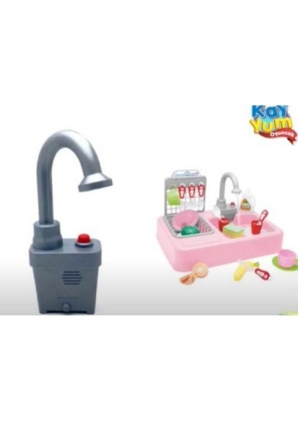 7010 Modern Lavabo Pilli Çeşmeli Mutfak 25 Prç Pembe
