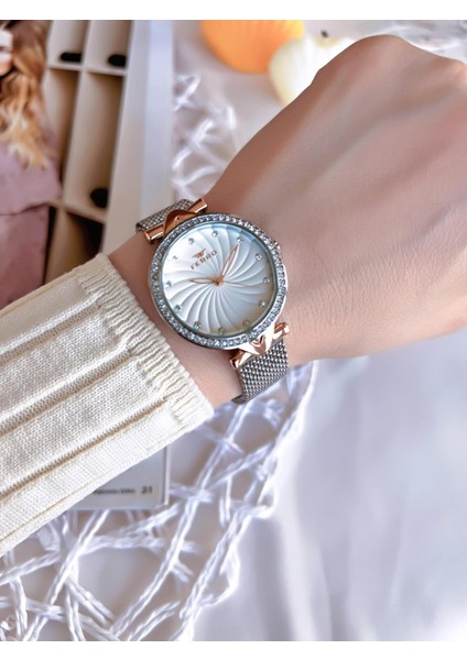 Hasır Kordonlu Gümüş/rose Kararmaz Renk Atmaz 3 Atm Özel Tasarım Kadın Kol Saati BF2665CWT-E fiyatları