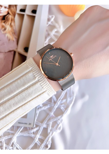Hasır Kordonlu Gümüş/rose Kararmaz Renk Atmaz 3 Atm Özel Tasarım Kadın Kol Saati BF81753CWT fiyatları