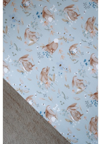 Tavşanlı Bebek Lastikli Çarşaf Seti (70X130+15) - Rabbit Garden indirimleri