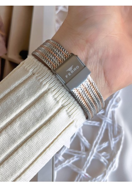 Hasır Kordonlu Gümüş/rose Kararmaz Renk Atmaz 3 Atm Özel Tasarım Kadın Kol Saati BFL21318CWT-E fırsatları