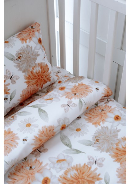 Büyük Çiçekli Bebek Nevresim Takımı (100X150) - Flower Party fırsatları