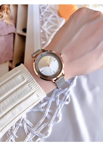 Hasır Kordonlu Gümüş/rose Kararmaz Renk Atmaz 3 Atm Özel Tasarım Kadın Kol Saati BFL2123CWT-E fiyatları