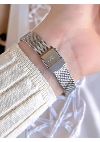 Hasır Kordonlu Gümüş/rose Kararmaz Renk Atmaz 3 Atm Özel Tasarım Kadın Kol Saati BFL2123CWT-E modelleri