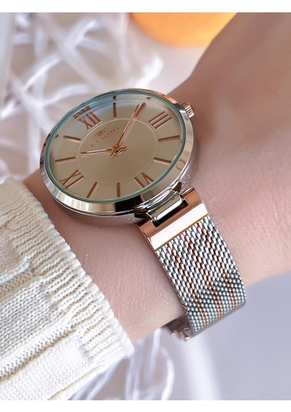 Hasır Kordonlu Gümüş/rose Kararmaz Renk Atmaz 3 Atm Özel Tasarım Kadın Kol Saati BF21155CWT-E fiyatları