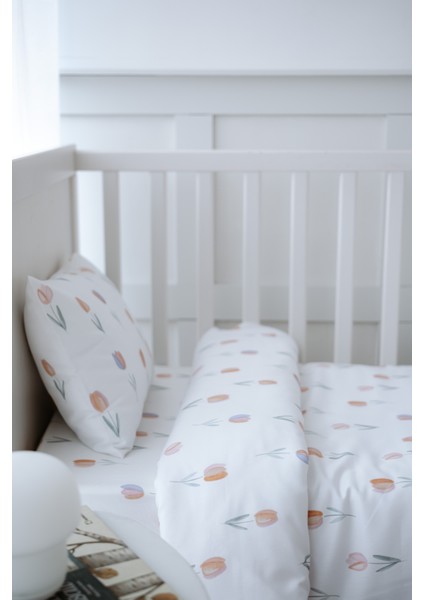 Renkli Laleli Bebek Nevresim Takımı (100X150) - Spring Tulip