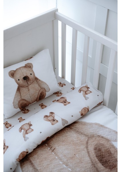 Pofuduk Ayılı Bebek Nevresim Takımı (100X150) - Fluffy Bear fırsatları