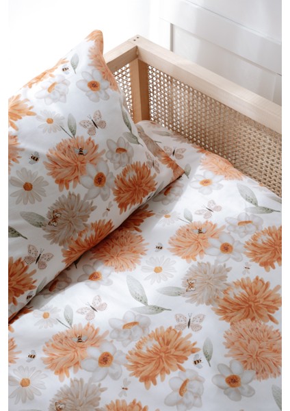 Büyük Çiçekli Montessori Nevresim Takımı (100X200) - Flower Party modelleri