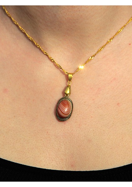 Doğal Taş Yemen Akik Doğal Taşlı Zincirli Kolye EUK4YA fiyatları