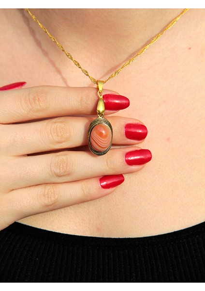 Doğal Taş Yemen Akik Doğal Taşlı Zincirli Kolye EUK4YA modelleri