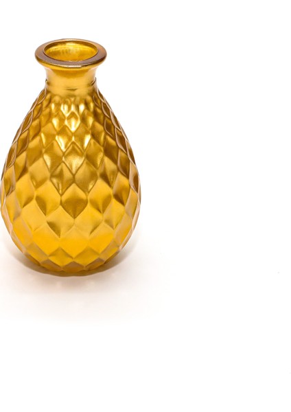 Yılbaşı Missi Gold Baklava Kabartmalı Cam Vazo (12 Cm)