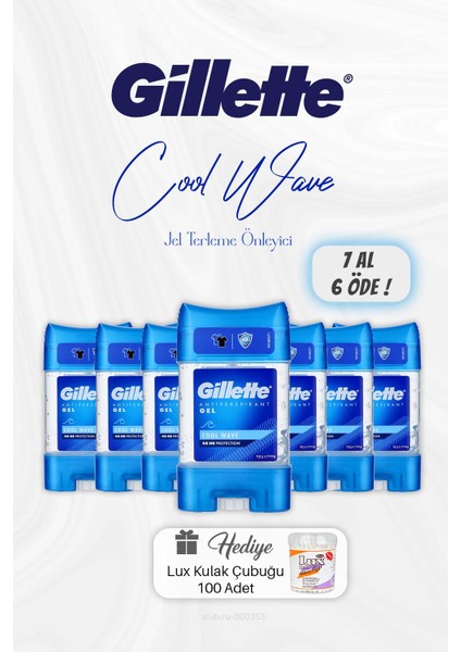 7 Al 6 Öde Gillette Jel Cool Wave Terleme Önleyici 70 Ml, Kulak Çubuğu Hediyeli
