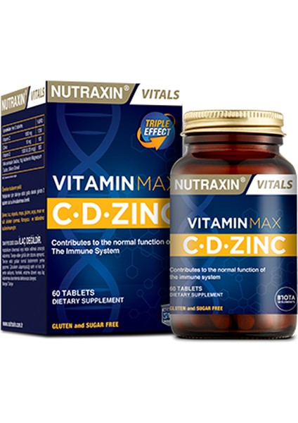 Vitamin Max C + D Zinc 60 Tablet ( 1 Adet )