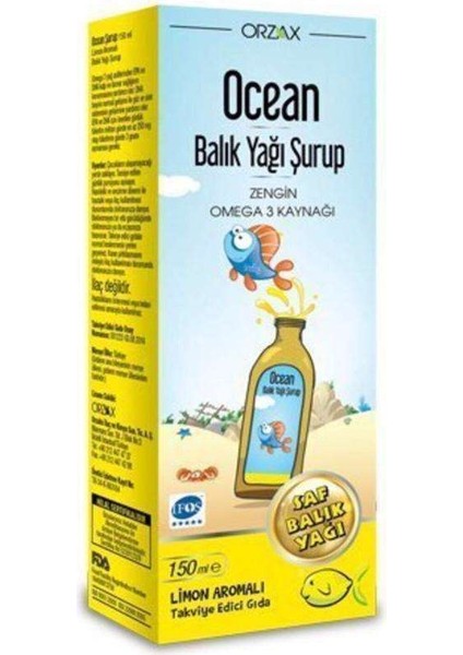 Ocean Şurup Balık Yağı Omega-3 Limon Aromalı 150 ml ( 1 Adet )