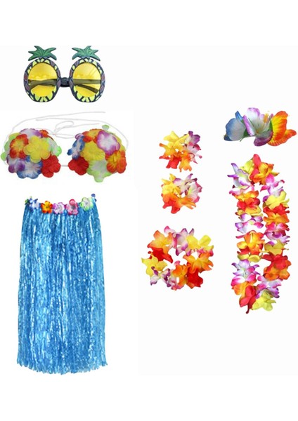 Hawaii Etek Kostüm Seti Bayanlar Cosplay Yetişkinler Ulusal Elbise Kıyafet 80 cm Mavi (Yurt Dışından) fiyatları