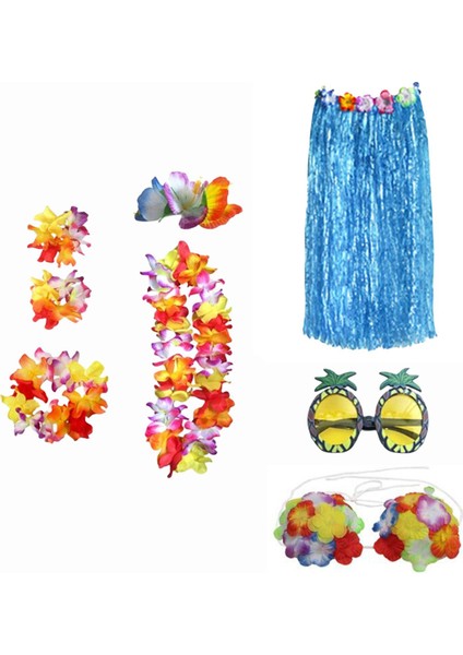 Hawaii Etek Kostüm Seti Bayanlar Cosplay Yetişkinler Ulusal Elbise Kıyafet 80 cm Mavi (Yurt Dışından) modelleri