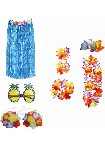 Hawaii Etek Kostüm Seti Bayanlar Cosplay Yetişkinler Ulusal Elbise Kıyafet 80 cm Mavi (Yurt Dışından) fırsatları