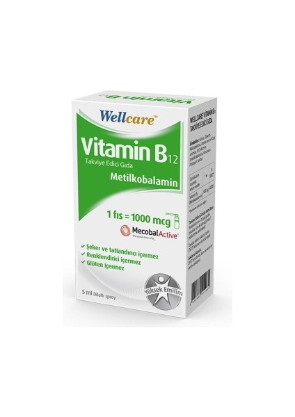 Vitamin B12 1000 Mcg Sprey 5 ml ( 1 Adet )