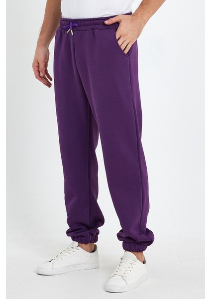 Mor Erkek Eşofman Altı, Lastik Paça Lastik Bel 3 Iplik indirimleri