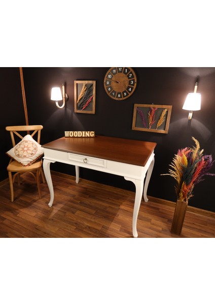 Mobilya 120 cm Çekmeceli Masif Lake Ceviz Çalışma Masası modelleri