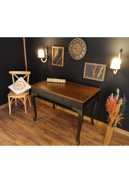 Mobilya 110 cm Çekmeceli Masif Lake Ceviz Çalışma Masası