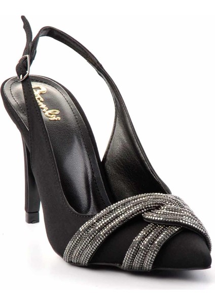 Mat Siyah Füme Taşlı Kadın Abiye Ayakkabı K01209444438 modelleri