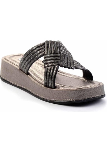 Parlak Kurşun Kumaş Kadın Terlik K04156011236 modelleri
