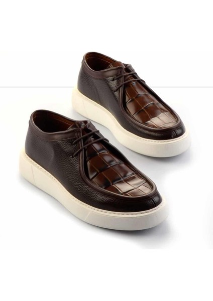 Kahve Kahve Kroko Deri Erkek Casual Ayakkabı E01798111140