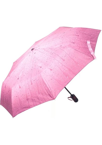 Pembe Su Damla Tam Otomatik Kadın Şemsiye Fiberglass 8 Tel Güçlü Mekanizma Rüzgarda Kırılmaz 1 Adet fiyatları