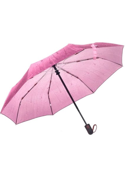 Pembe Su Damla Tam Otomatik Kadın Şemsiye Fiberglass 8 Tel Güçlü Mekanizma Rüzgarda Kırılmaz 1 Adet modelleri