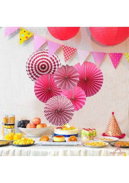 3'lü Parti Doğum Günü Ev Dekorasyon Yelpaze Kağıt Asma Süs