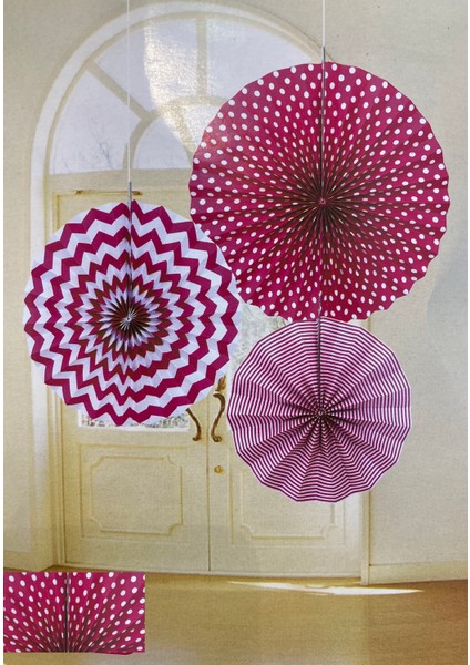 3'lü Parti Doğum Günü Ev Dekorasyon Yelpaze Kağıt Asma Süs fiyatları