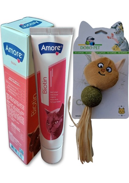 Biyotin Malt Paste 100ML, Catnipli Yenilebilir Kedi Nanesi Otu Oyun Topu Kahve Kedicik