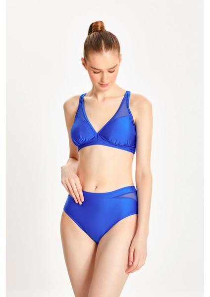 Kadın Tül Detaylı Toparlayıcı Yüksek Bel Bikini Takımı 24S100ST modelleri