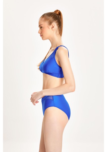 Kadın Tül Detaylı Toparlayıcı Yüksek Bel Bikini Takımı 24S100ST