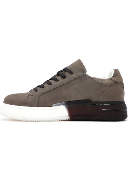 Erkek Gri Bağcıklı Nubuk Deri Sneaker