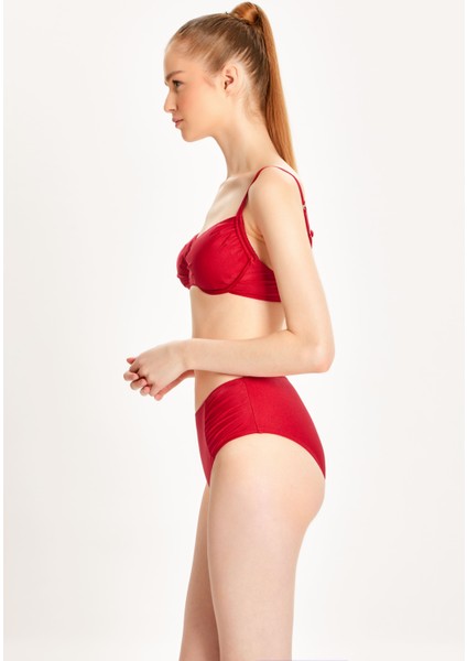 Kadın Büzgülü Balenli Toparlayıcı Yüksek Bel Bikini Takım 24S101ST