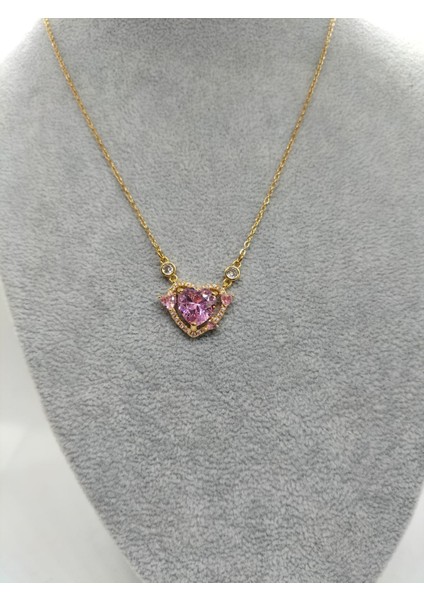 Çelik Zirkon Taşlı Kararmaz Pembe Kalp Pandora Model Kadın Kolye indirimleri