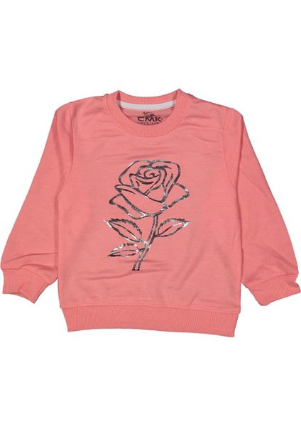 Kız Çocuk Mevsimlik Gül Baskılı Sweatshirt BGL-ST03645