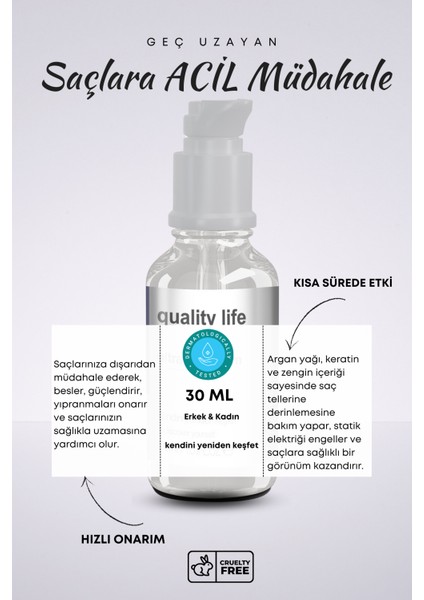 Quality Life Hızlı Saç Uzatma Serumu ( Ultra Hair Serum ) Hızlı Saç Uzatan Yardımcı Yağlar Serisi