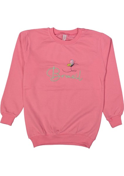 Kız Çocuk Mevsimlik Kelebek Nakışlı Sweatshirt BGL-ST03638