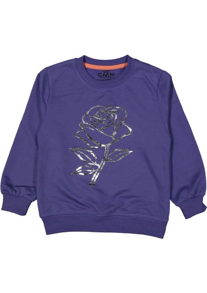 Kız Çocuk Mevsimlik Gül Baskılı Sweatshirt BGL-ST03645