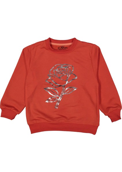 Kız Çocuk Mevsimlik Gül Baskılı Sweatshirt BGL-ST03645
