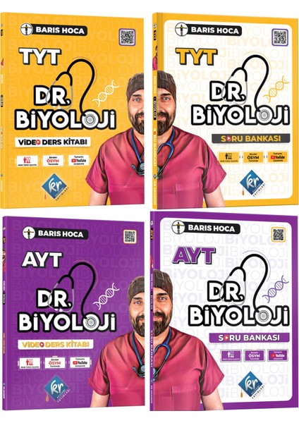 2024 TYT Barış Hoca Dr. Biyoloji Video Ders Kitabı - 2024 TYT Barış Hoca Dr. Biyoloji Soru Bankası - 2024 AYT Barış Hoca Dr. Biyoloji Video Ders Kitabı 4'lü Set