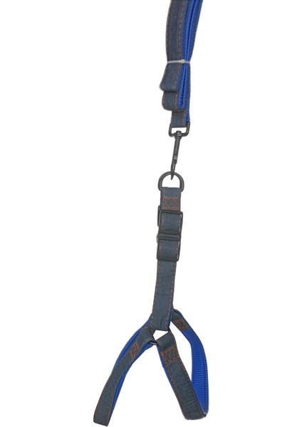 Köpek Göğüs Tasma Seti Dokuma 3.5 Cm*70-90 cm Mavi Kot modelleri